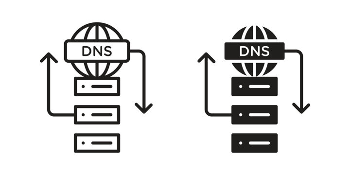 DNS icon concept. Simple solid style. line stroke icons
