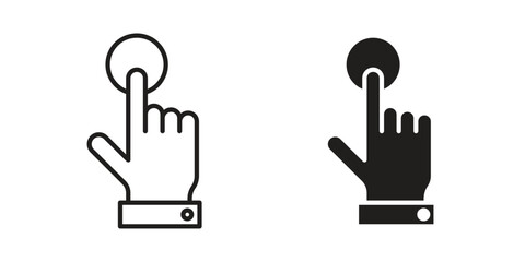 Fototapeta premium Finger press icon concept. Simple solid style. line stroke icons