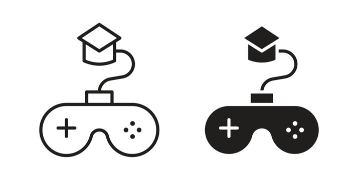 Game based learning icon concept. Simple solid style. line stroke icons