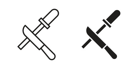 Naklejka premium Knife sharpener icon concept. Simple solid style. line stroke icons