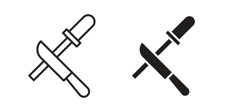 Knife sharpener icon concept. Simple solid style. line stroke icons