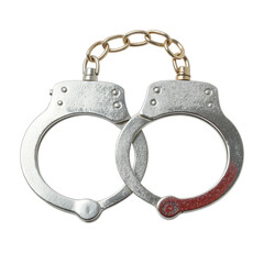 Obraz premium Shiny Handcuffs on a White Background