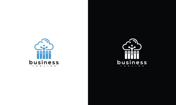 Cloud Computing Data Server Logo - Modern IT Solutions  Network Technology Business Icon.