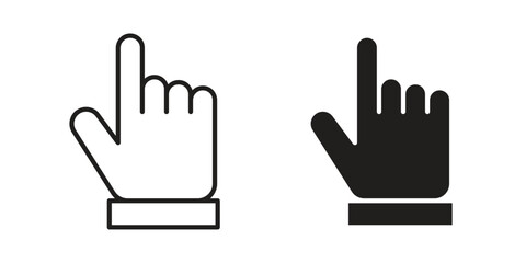Obraz premium Pointing hand icon concept. Simple solid style. line stroke icons
