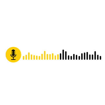 Sound waves Analog and digital audio signal. Music equalizer. Interference voice recording. High frequency radio wave. Vector audio wave spectrum element Monochrome soundwave lines rhythm symbol
