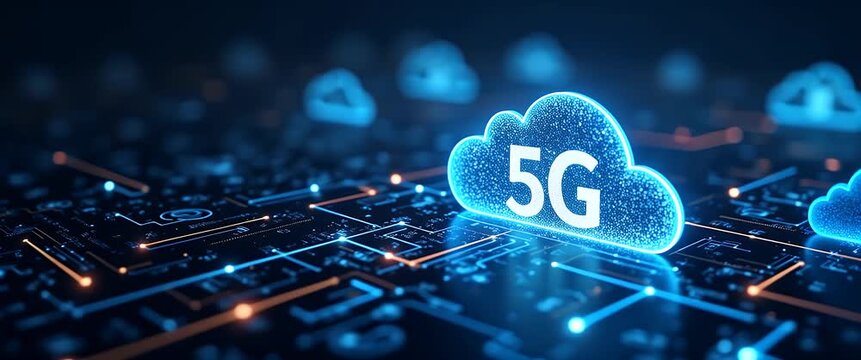 Cutting edge 5G cloud networking architecture delivering integrated cloud services ultra responsive connectivity and real time analytics for modern digital enterprises. in  Photo Stock  Concept  and e