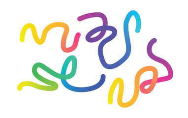 Obraz premium Abstract flowing lines with rainbow gradient colors, creating a vibrant and dynamic pattern on a white background, embodying modern graphic design and fluid movement in art