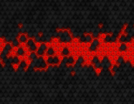 An abstract illustration of a stack of black cubes with a glowing vein of red ones growing across horizontally.