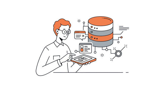 Man Managing Database System.