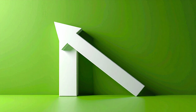 White arrow pointing up against green background for growth concept
