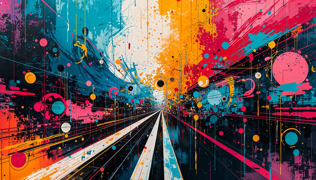 Colourful abstract highway desktop wallpaper