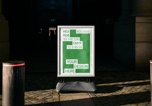 Mockup Of Freestanding Vertical Customized Poster