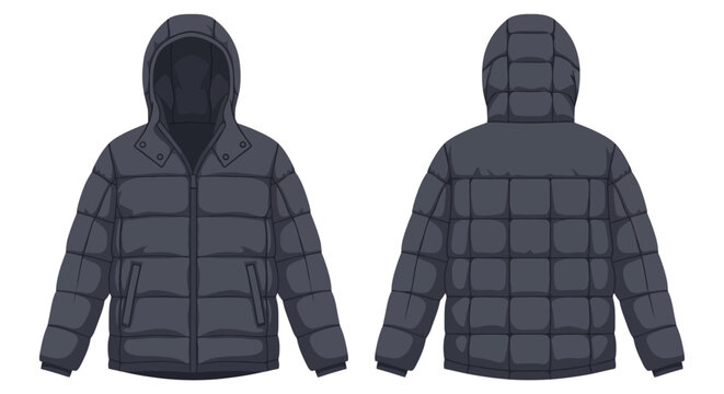 Black Puffer Jacket Front Back.