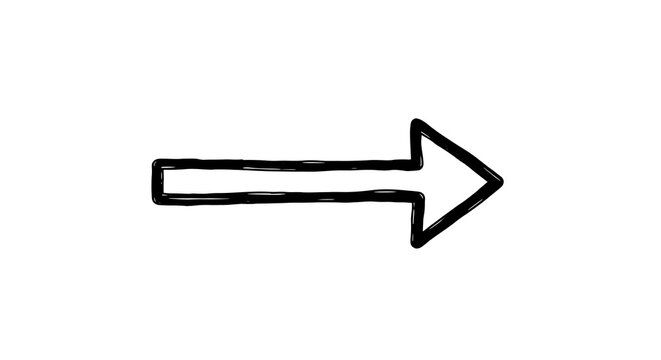 A hand-drawn, black arrow pointing right on a clean white background