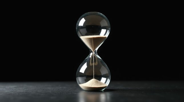Infinity symbol glass timer with flowing sand, endless cycle routine