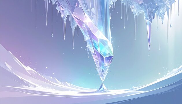 futuristic glowing crystal shard descending in abstract digital rain