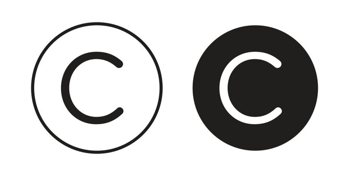 Copyright icon concept. Glyph and line vector illustrations on white background