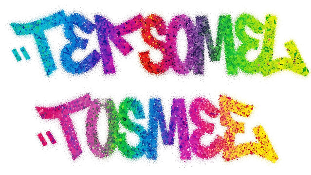 Colorful graffiti lettering with quotation marks isolated on a transparent background