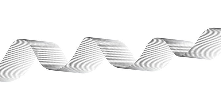 Minimal abstract grey wavy lines intersecting on a clean white background, forming smooth parallel curves and elegant motion in a modern soundwave style vector design.