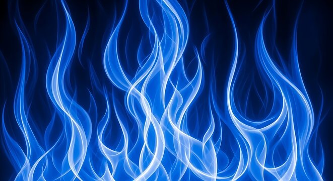 Abstract rendering of vibrant blue flames against a dark background, flowing upwards