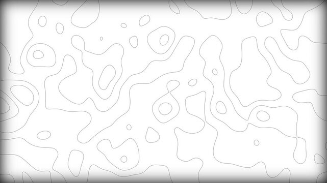Topographic terrain abstract white loop animation background, motion graphics of contour lines on clean white background, ideal for professional presentations and minimal design projects 4K