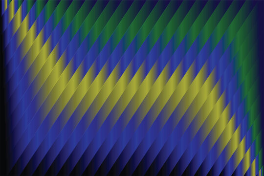 Abstract diagonal gradient stripe background with blue yellow and green luminous color waves