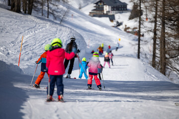 family on ski resort