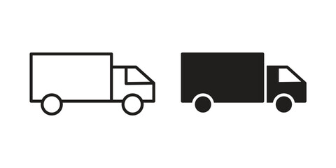 Moving truck icon concept. Glyph and line vector illustrations on white background © Hestia