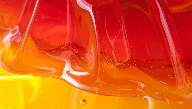 Abstract close up of vibrant translucent shapes in red orange and yellow
