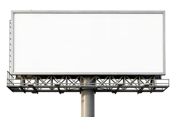 Obraz premium Large blank rectangular outdoor advertising billboard structure with a sturdy metal support frame isolated on transparent background