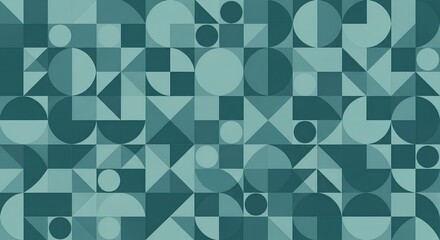 Fototapeta premium Geometric shapes in various teal hues create abstract pattern