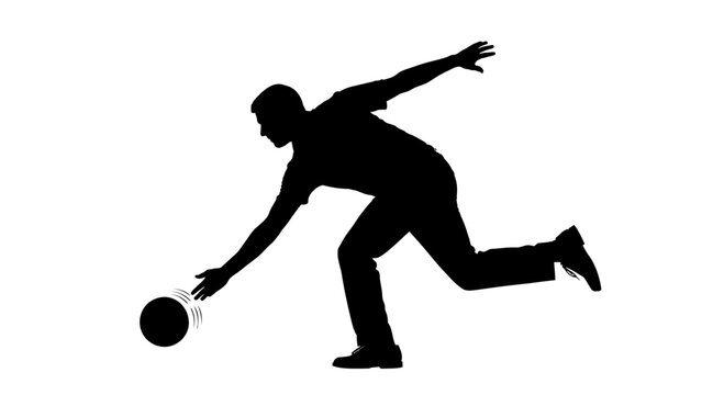 Man playing bowling sport silhouette.