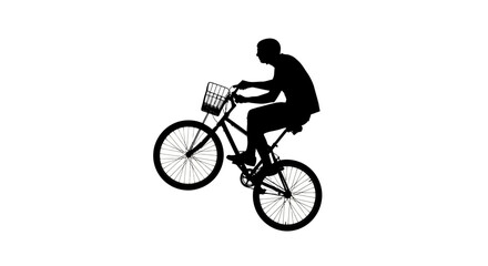 Obraz premium Man Riding Bicycle with Basket.