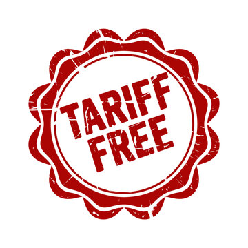 Red vintage tariff free stamp seal on white background