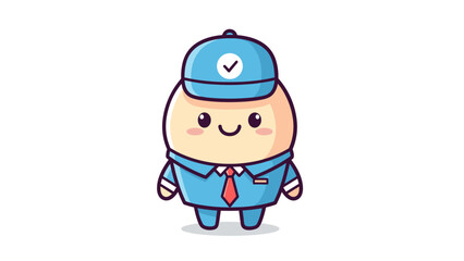 Fototapeta premium A cute cartoon character of a friendly delivery person wearing a blue cap and professional uniform Vector
