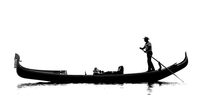 Man standing on a gondola boat.
