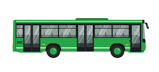 Green city bus isolated on white background. Public transport side view. Vector stock © Jessica