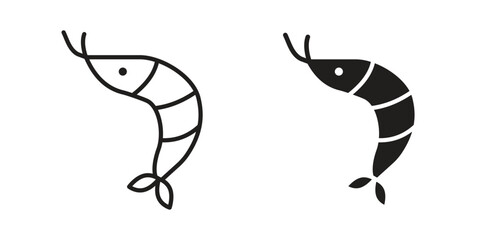 Obraz premium Shrimp icon concept. Glyph and line vector illustrations on white background