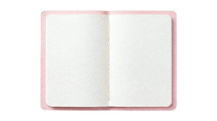Open blank notebook with soft pink cover and textured paper on a transparent background © Vitalo4ok