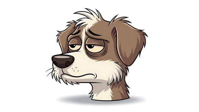 Brown and white cartoon dog head isolated on a transparent background