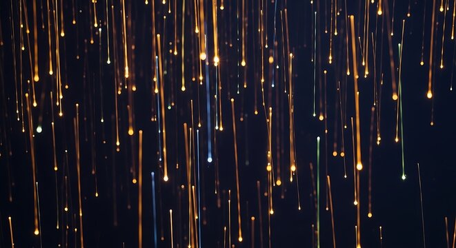 Celestial Cascade of Light: A mesmerizing display of radiant light particles, evoking a sense of wonder and cosmic beauty as they gracefully descend into an abyss of darkness.