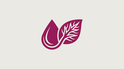 Fototapeta premium Blood drop and leaf logo design for natural health.