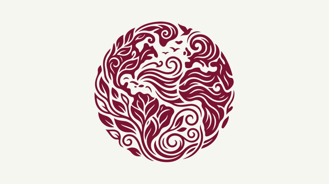 Elegant Circular Floral Design with Horse Silhouette.