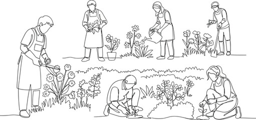 Obraz premium people gardening together outdoors