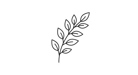 Obraz premium Minimalist Botanical Line Art Illustration of a Delicate Leafy Branch. Hand-Drawn Outline Design for Organic Nature Concepts.