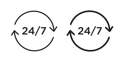 Obraz premium 24 7 icon illustration for web design. filled flat icons