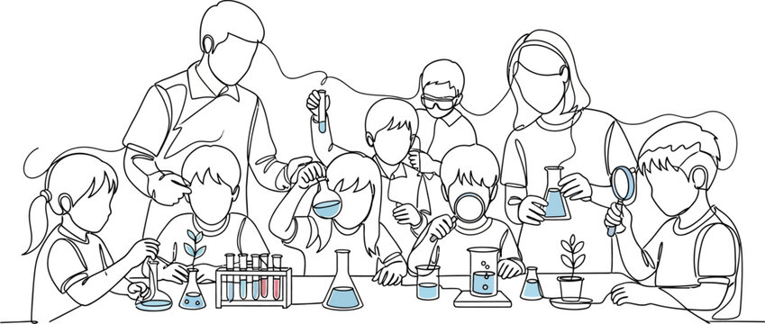 children in science class with teacher