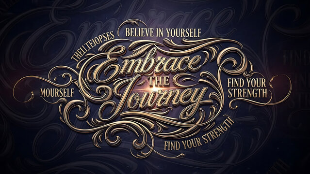 Golden inspirational quote illustration with typography