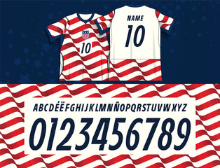 font vector team usa 2026 kit sport style. United States soccer font. USA font, usa soccer, Modern athletic number and alphabet set with clean geometry and bold rhythm, created for football jerseys © Ozymandias1927