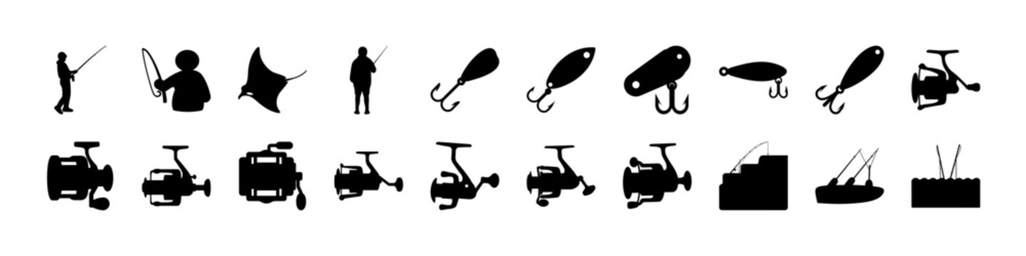Construction Equipment and Worker Silhouette Icons - Black silhouette icon set of construction workers, tools, trucks, cranes, and heavy machinery representing building, engineering, and industrial wo